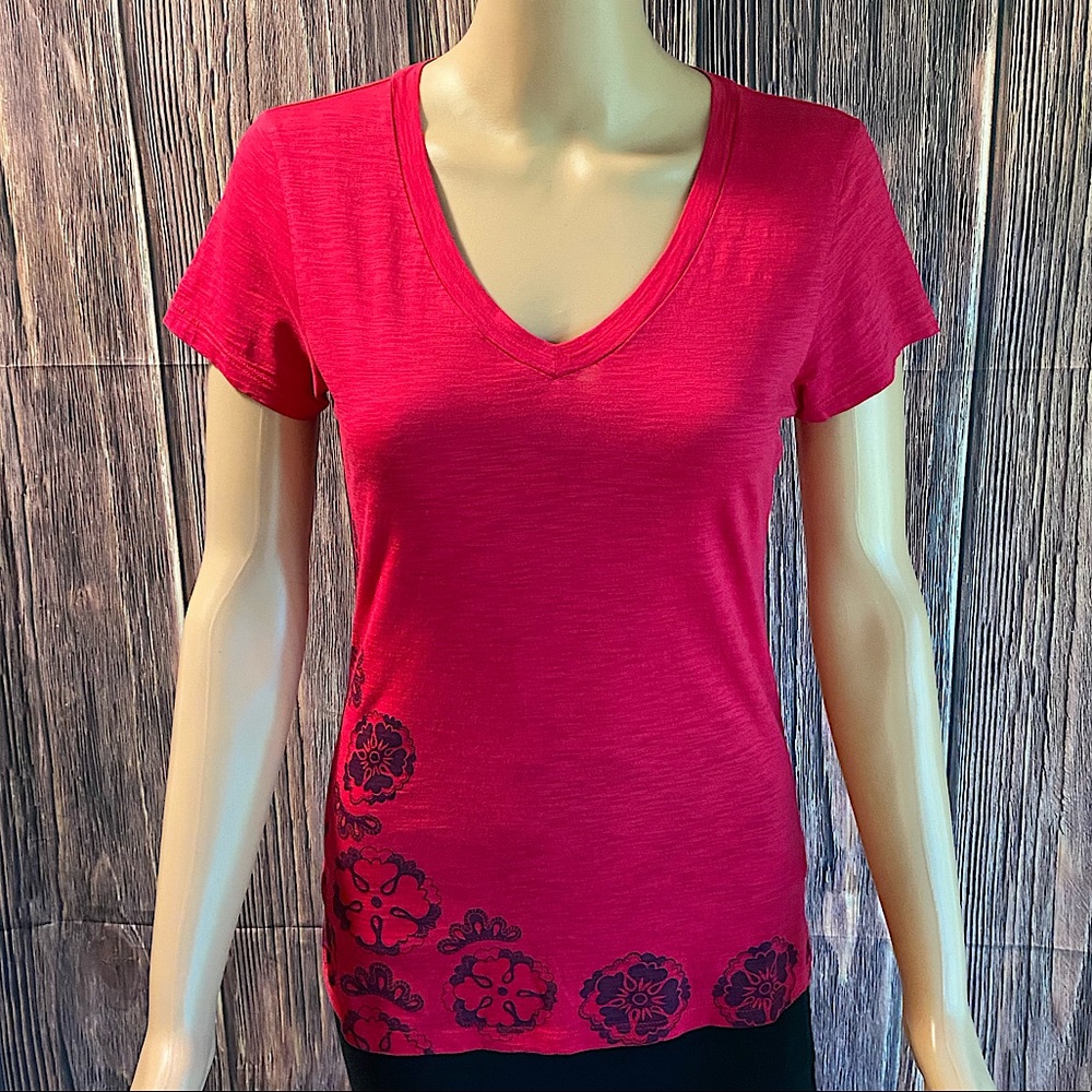Banana Republic XS hot pink navy blue floral print pattern soft & stretch